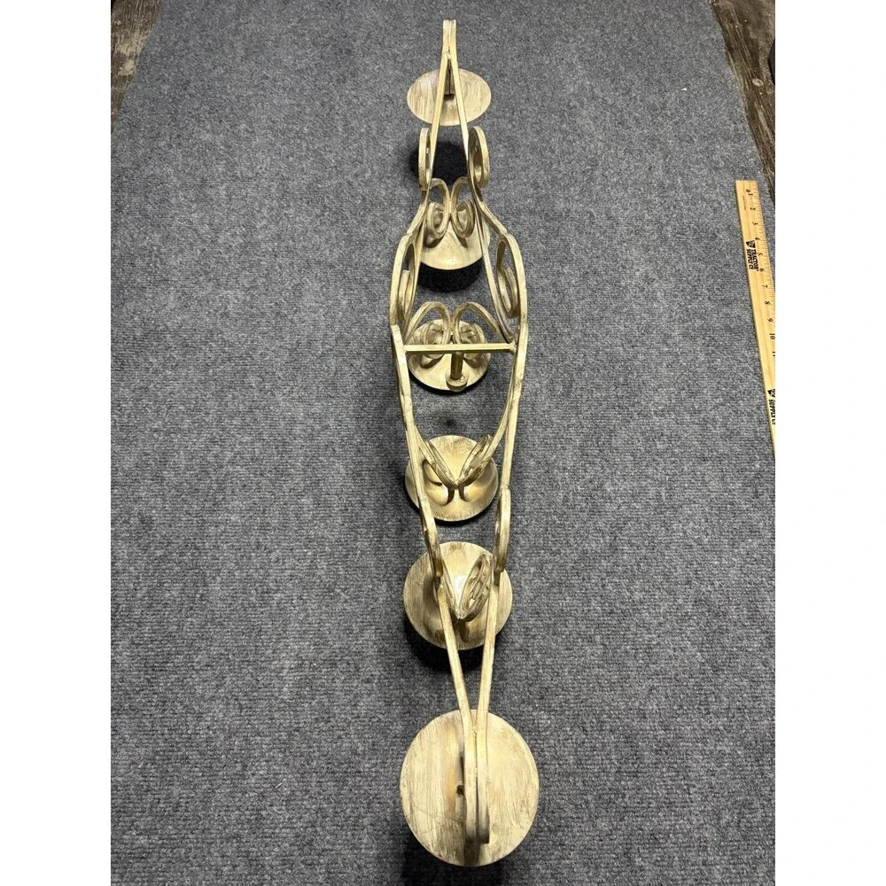 Vintage 6 candle holder Metal Table Candelabra  Scone Gold Brushed Beige 31